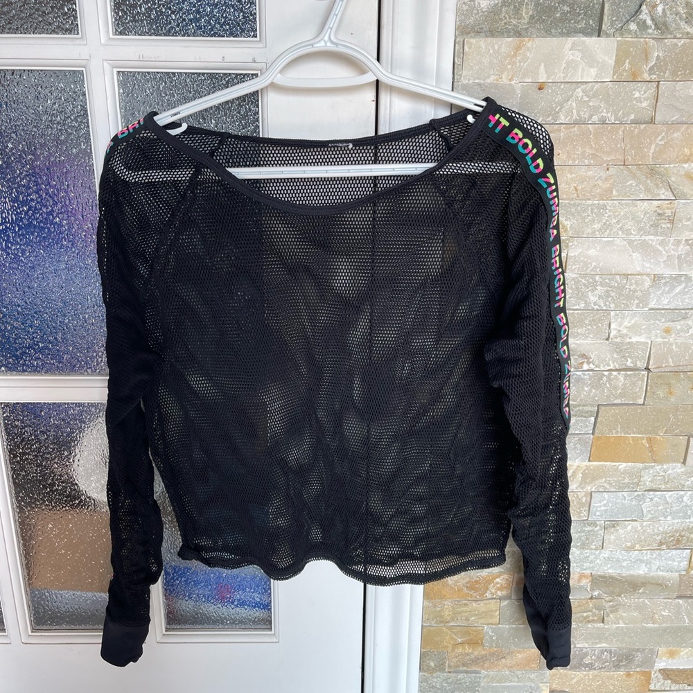 Zumba Fitness Black Mesh Women's Top